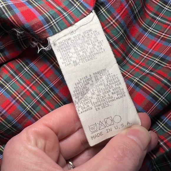 Saddlebrook Jacket Mens XL Beige Harrington Full Zip Plaid Lined Vintage USA 80s - Picture 11 of 12